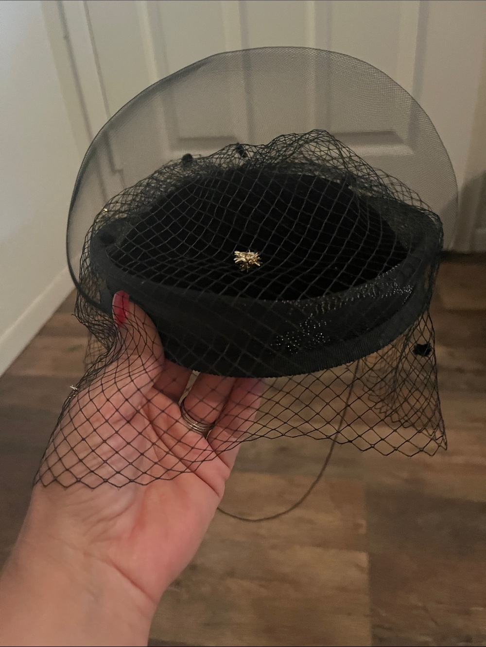 Vintage Black Betmar cocktail hat